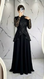 پیراهن مجلسی مزونی و پوشیده زنانه مدل پرنسس - Image 3