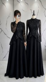 پیراهن مجلسی مزونی و پوشیده زنانه مدل پرنسس - Image 2