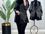کت مجلسی زنانه نگین کار شده مدل طاووس