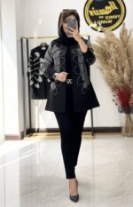 کت شلوار مزونی زنانه نگین کار شده مدل گلبرگ