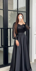 لباس مجلسی مزونی زنانه سایز بزرگ مدل سولینا - Image 3