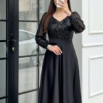 لباس مجلسی مزونی زنانه سایز بزرگ مدل سولینا