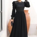 پیراهن مجلسی پوشیده زنانه سایز بزرگ مدل شبنم