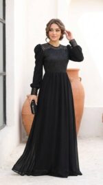 پیراهن مجلسی پوشیده زنانه سایز بزرگ مدل شبنم