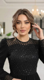 پیراهن مجلسی پوشیده زنانه سایز بزرگ مدل شبنم - Image 3